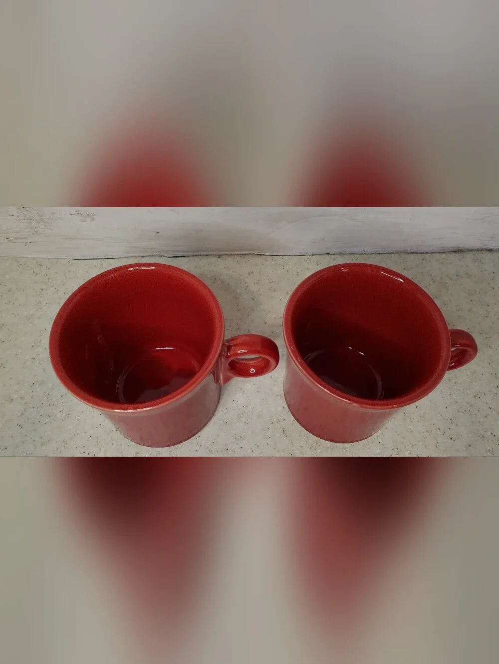 Fiesta Homer Laughlin Scarlet Red Coffee Mugs Set of 2 Ring Handle USA Ceramic